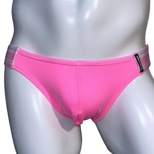 Jockmail Waistless Mesh Brief Neon Pink Size M (27-30) JM356‎ NWT